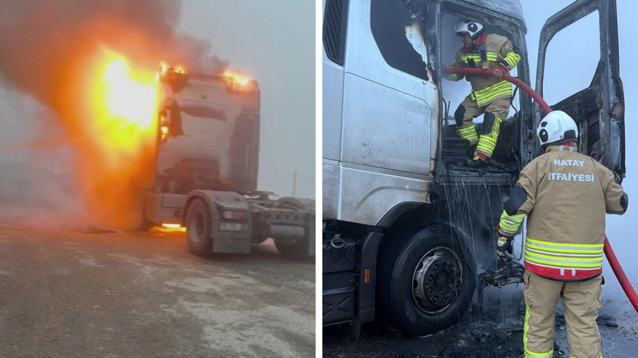Seyir halindeki TIR alev aldı