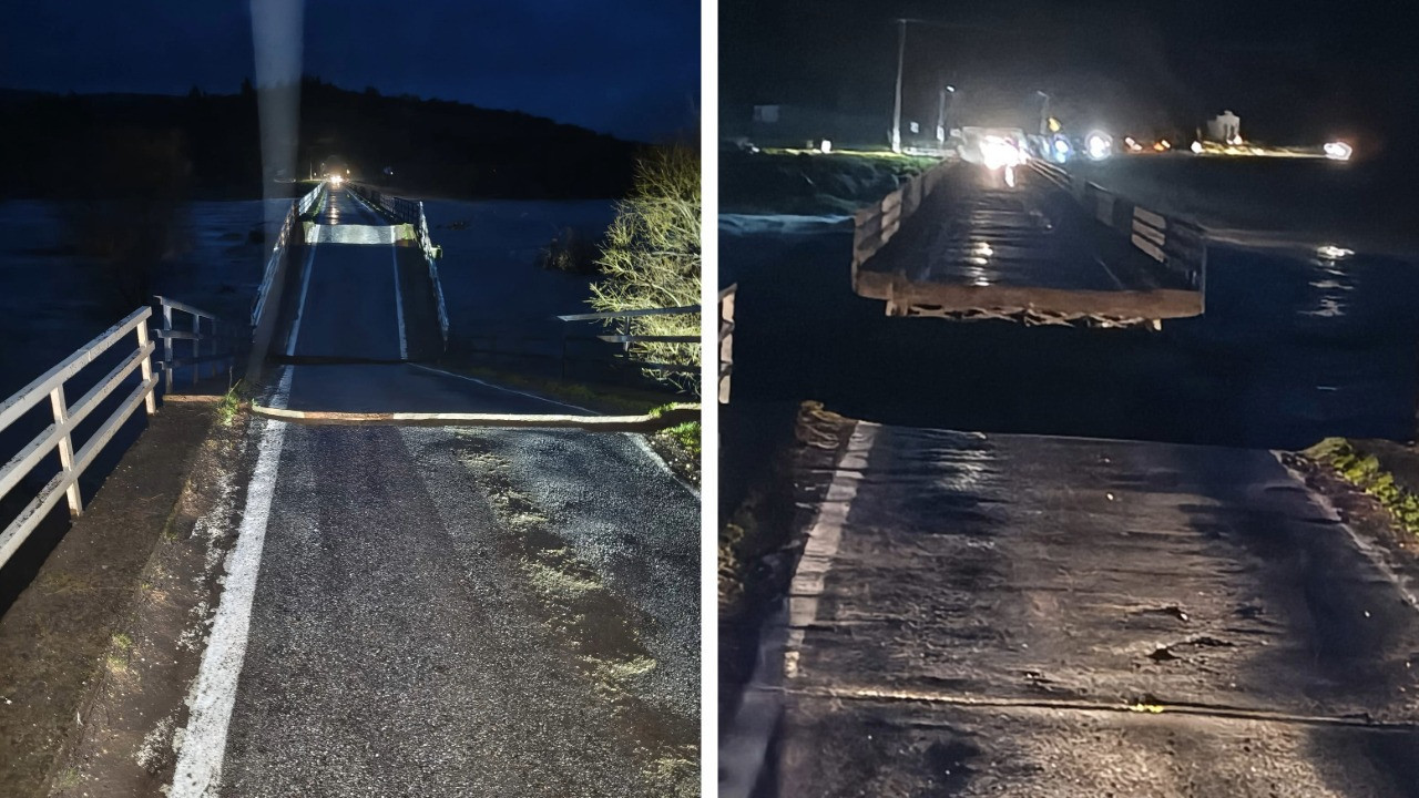 Şiddetli yağışta köprü çöktü