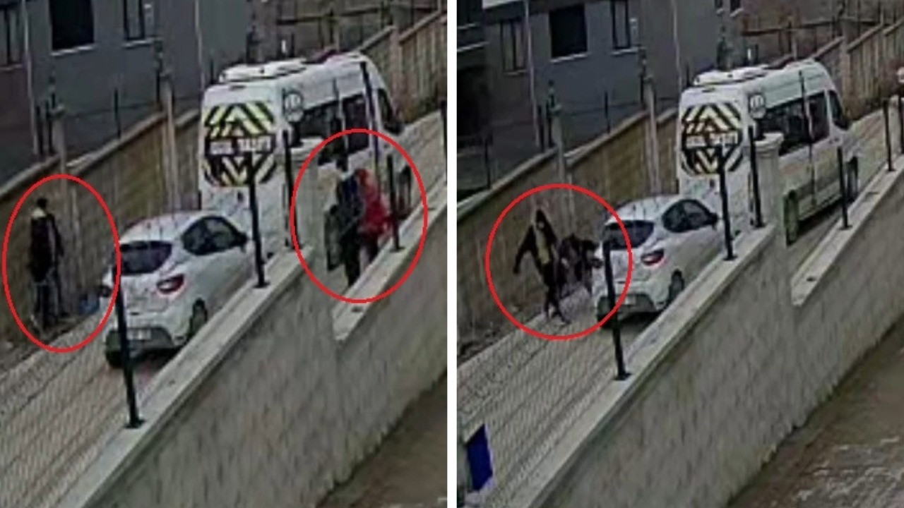 Öğrencilerin gözü önünde yumruk yumruğa kavga