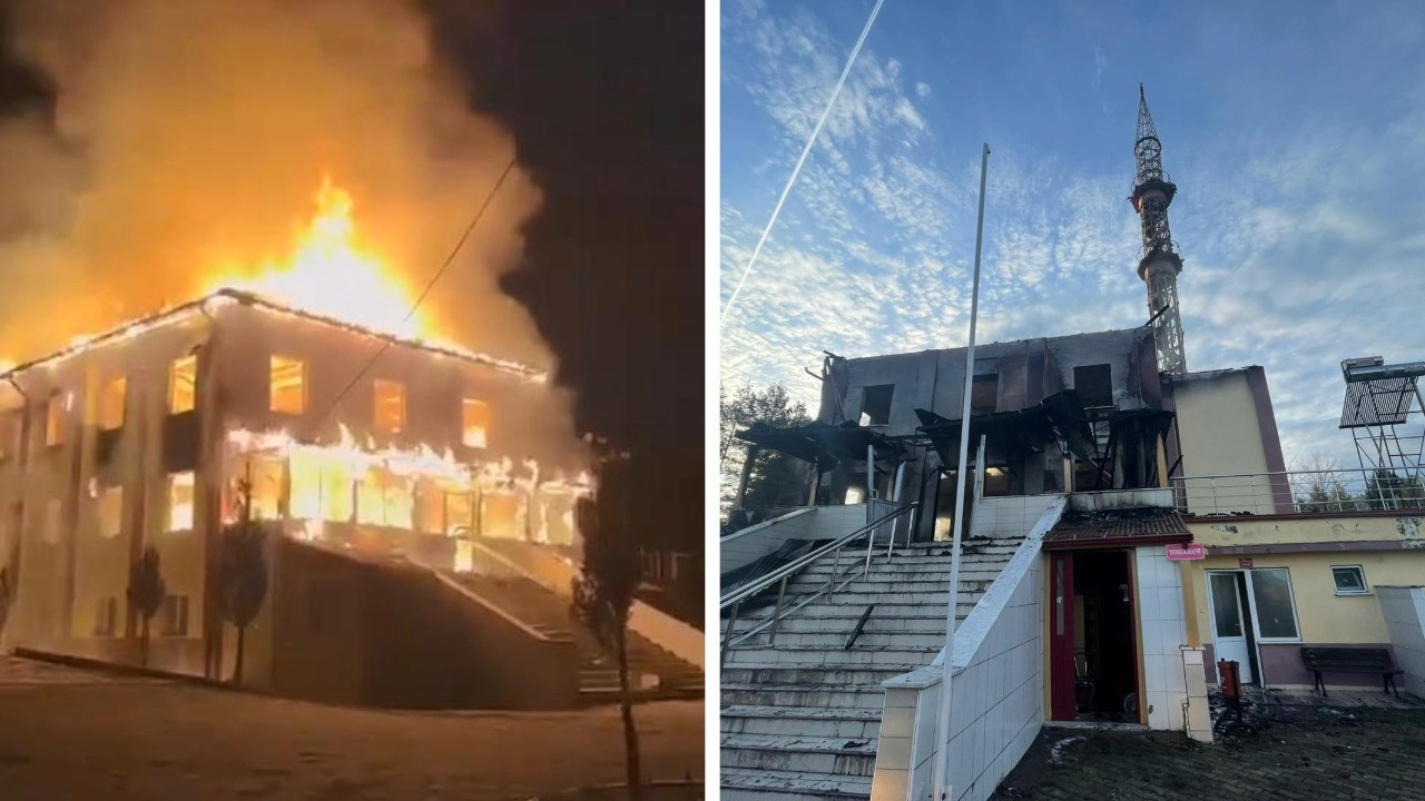 Köy camisi alev alev yandı: Köylüler seferber oldu