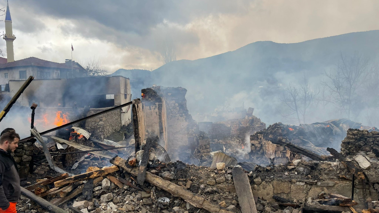 Köyde çıkan yangın 4 evi ve bir ahırı küle çevirdi