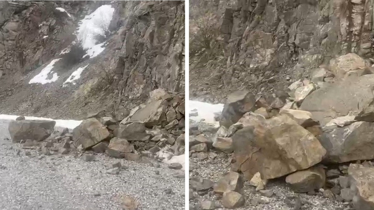 Erzincan'da depremin merkez üssünden yeni görüntüler: Kaya parçaları yola böyle düştü