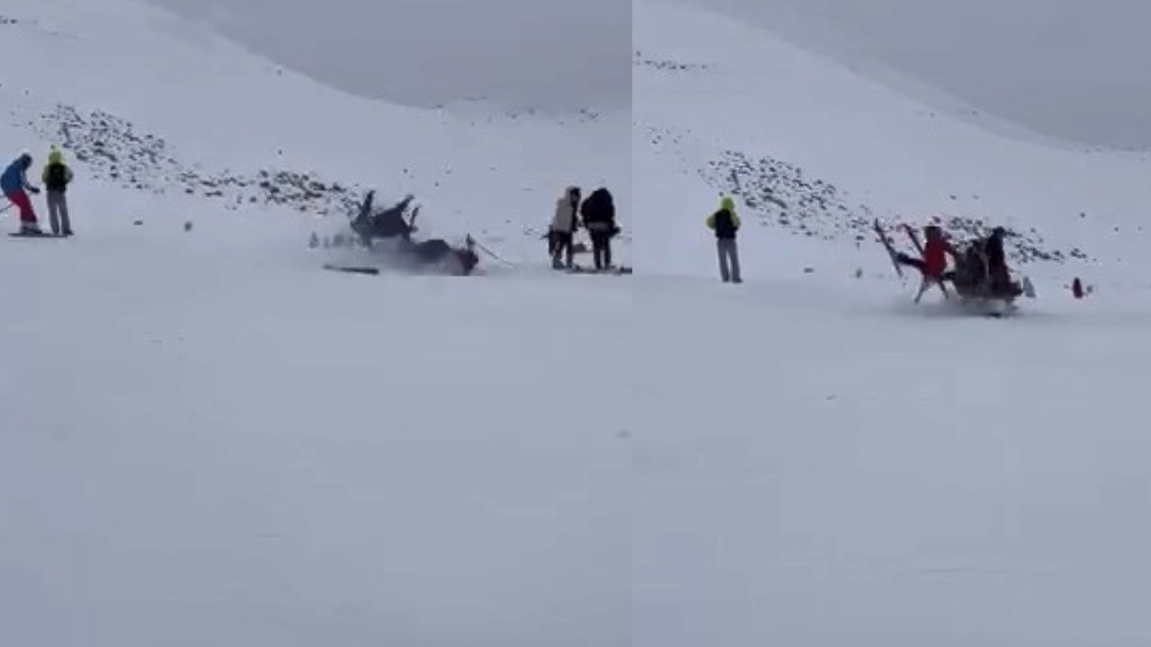 İki kayakçı çarpışıp vatandaşların arasına daldı: 6 yaralı