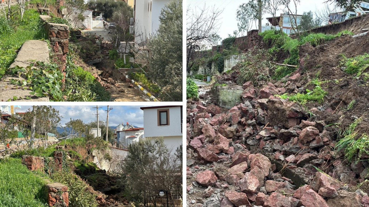 Çanakkale'de sağanak sonrası istinat duvarı çöktü