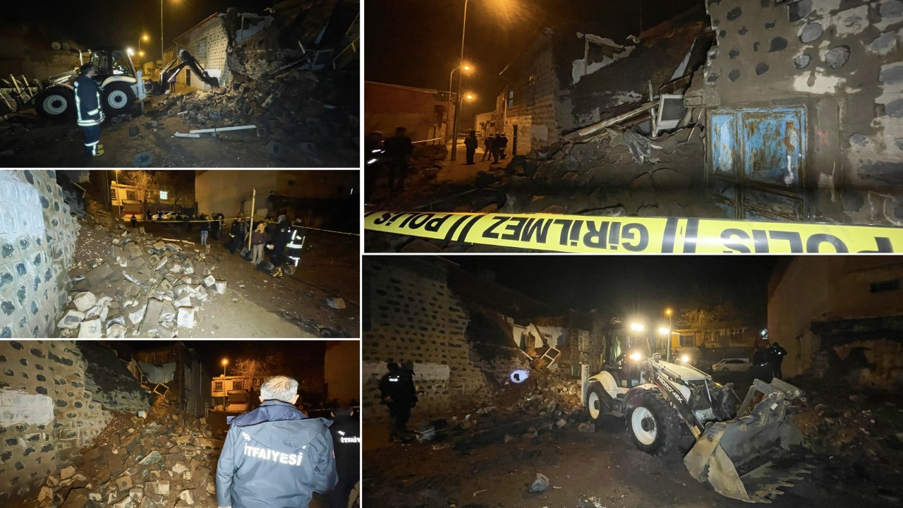 Boş ev çöktü, yanındaki 3 ev tedbiren tahliye edildi