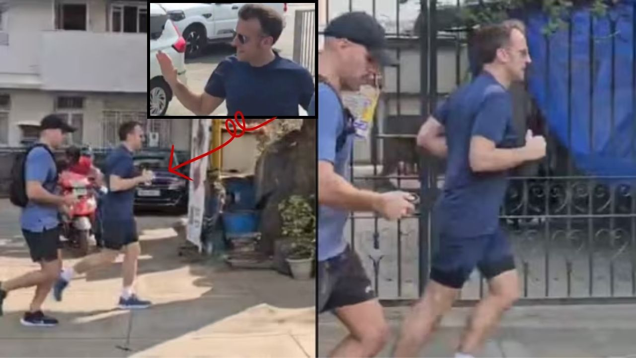 Fransız lider korumalarıyla Hindistan sokaklarına indi, koştu