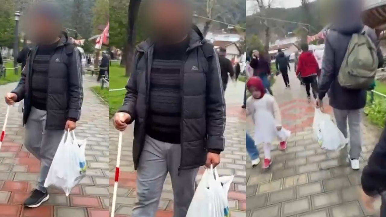 Zabıtayı görünce görme engelli dilencinin gözleri açıldı