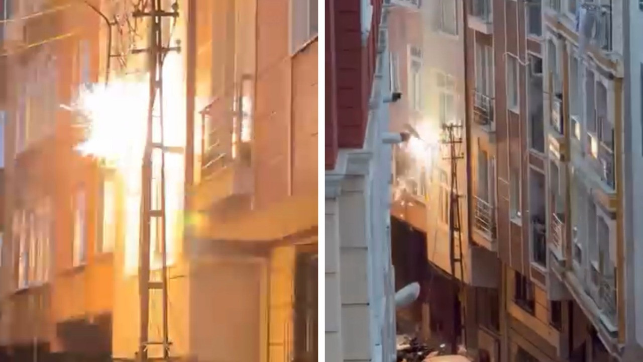 Şişli’de elektrik direği peş peşe patladı