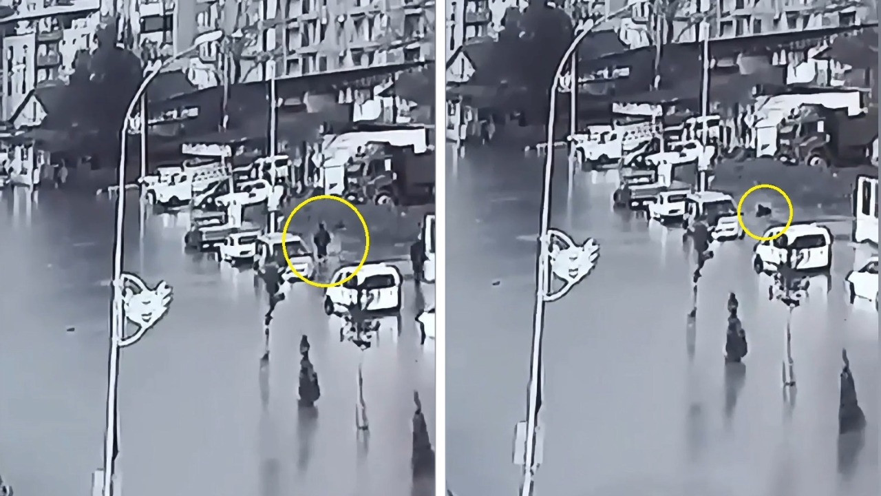 Kaldırımda yürürken su dolu çukura düştü