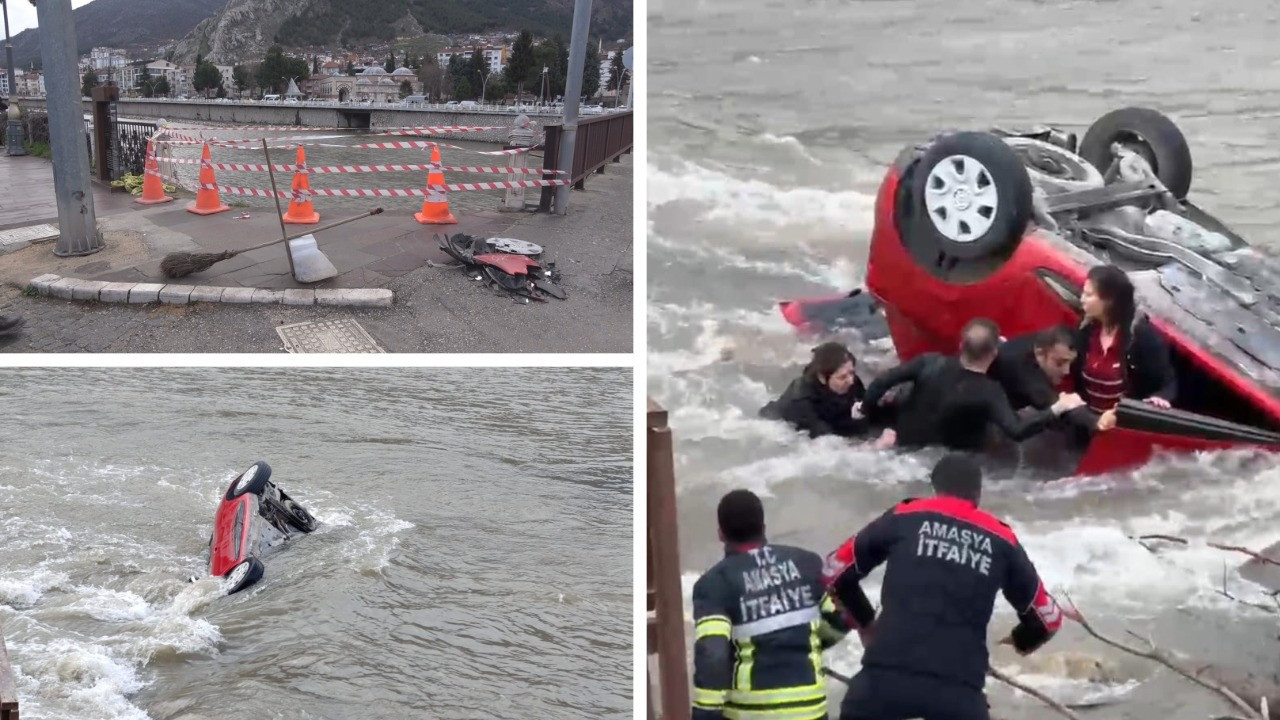 Amasya'da korkunç kaza! Anne ve kızı nehre uçtu