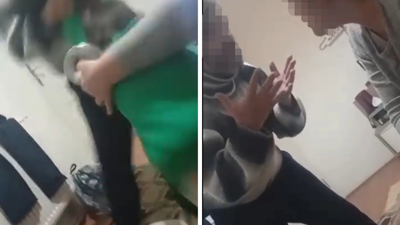 Üvey baba şiddeti kameraya yansıdı