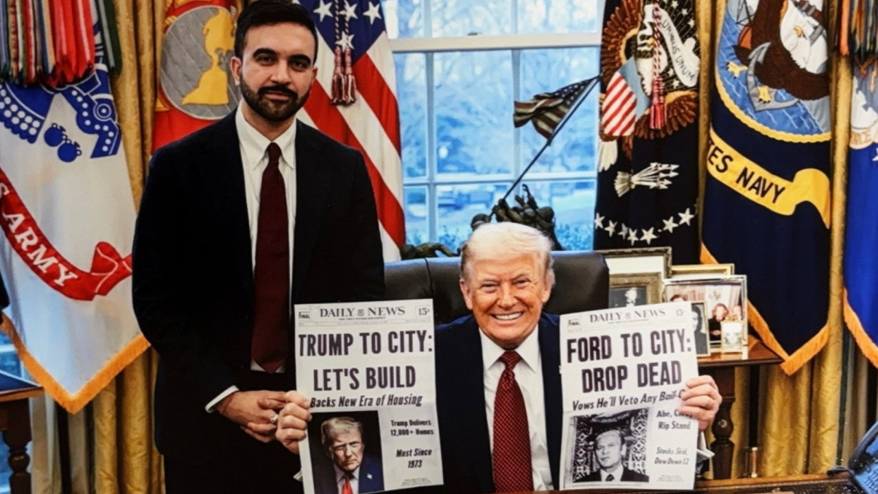 Beyaz Saray'da ilginç anlar: Mamdani, Trump'ı gazete manşeti hediyesiyle mest etti