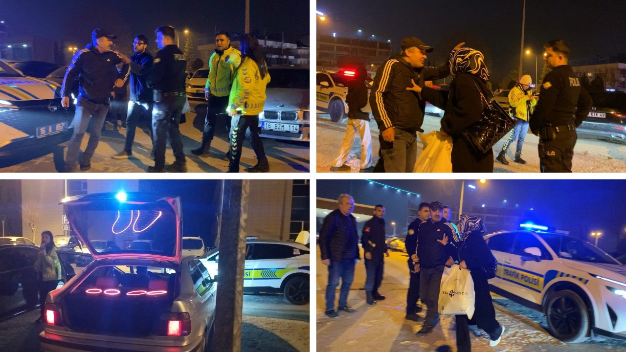 Trafik denetiminde ilginç anlar: baba aracın kaputuna çıktı