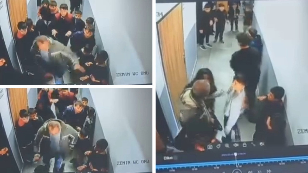 Çocuğuna kar topu atan öğrenciyi okula gelip dövdü