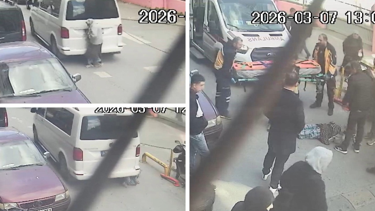 Geri manevra yapan minibüs yaya geçidindeki kadına çarptı: Kadın aracın altında kaldı