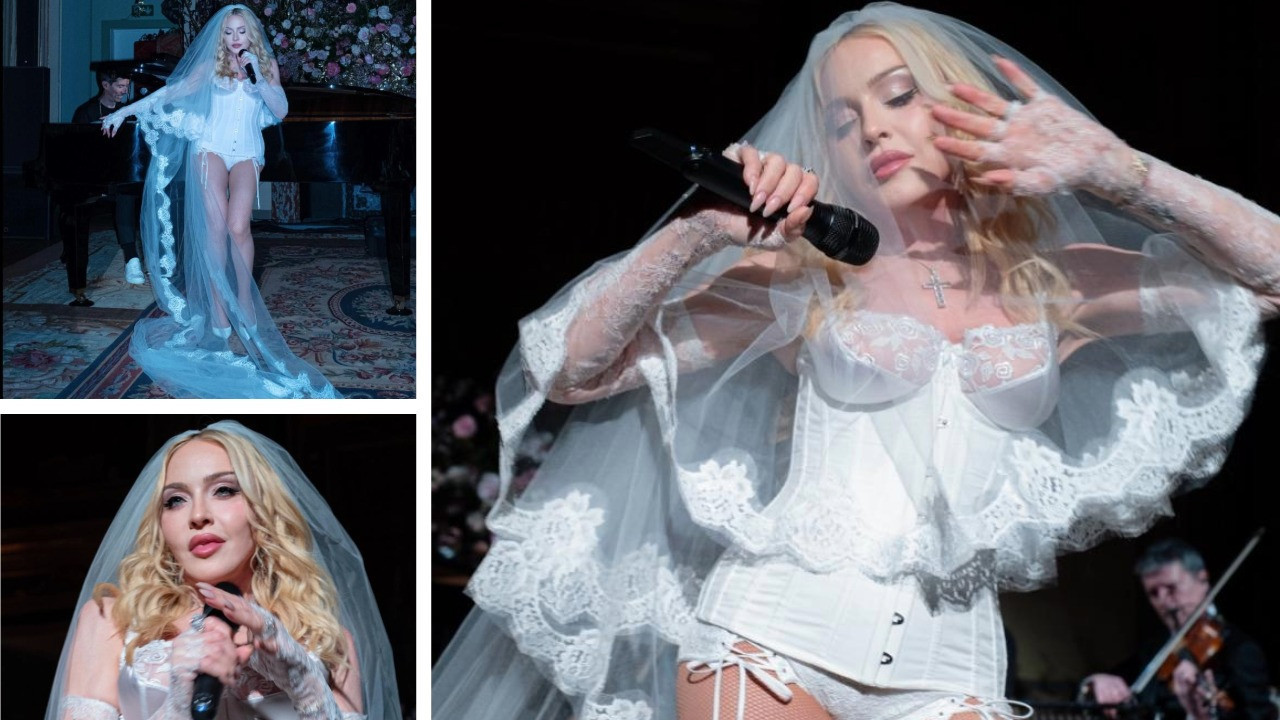 Pop müziğin kraliçesi gelinlik giydi