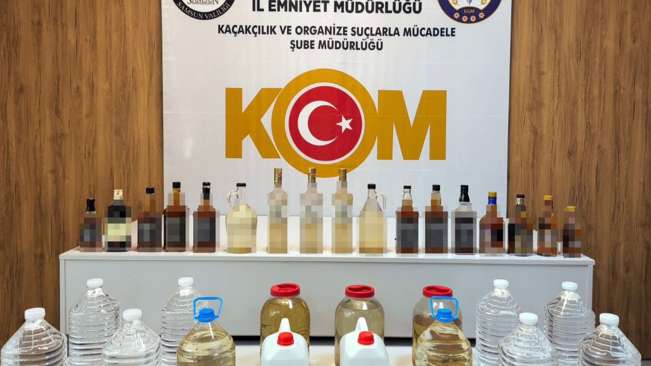 Samsun’da kaçak alkol operasyonu: 90 litre sahte içki ve etil alkol ele geçirildi