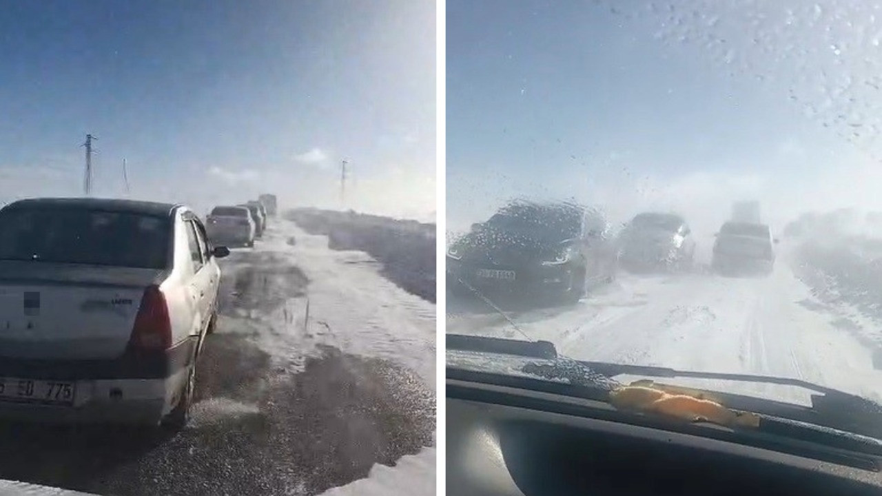 Kars-Göle karayolunda araçlar mahsur kaldı