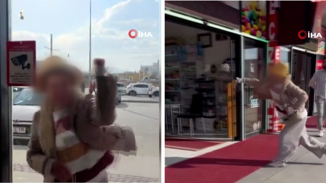 Fark ücretine öfkelenen kadın eczaneye taşla saldırdı