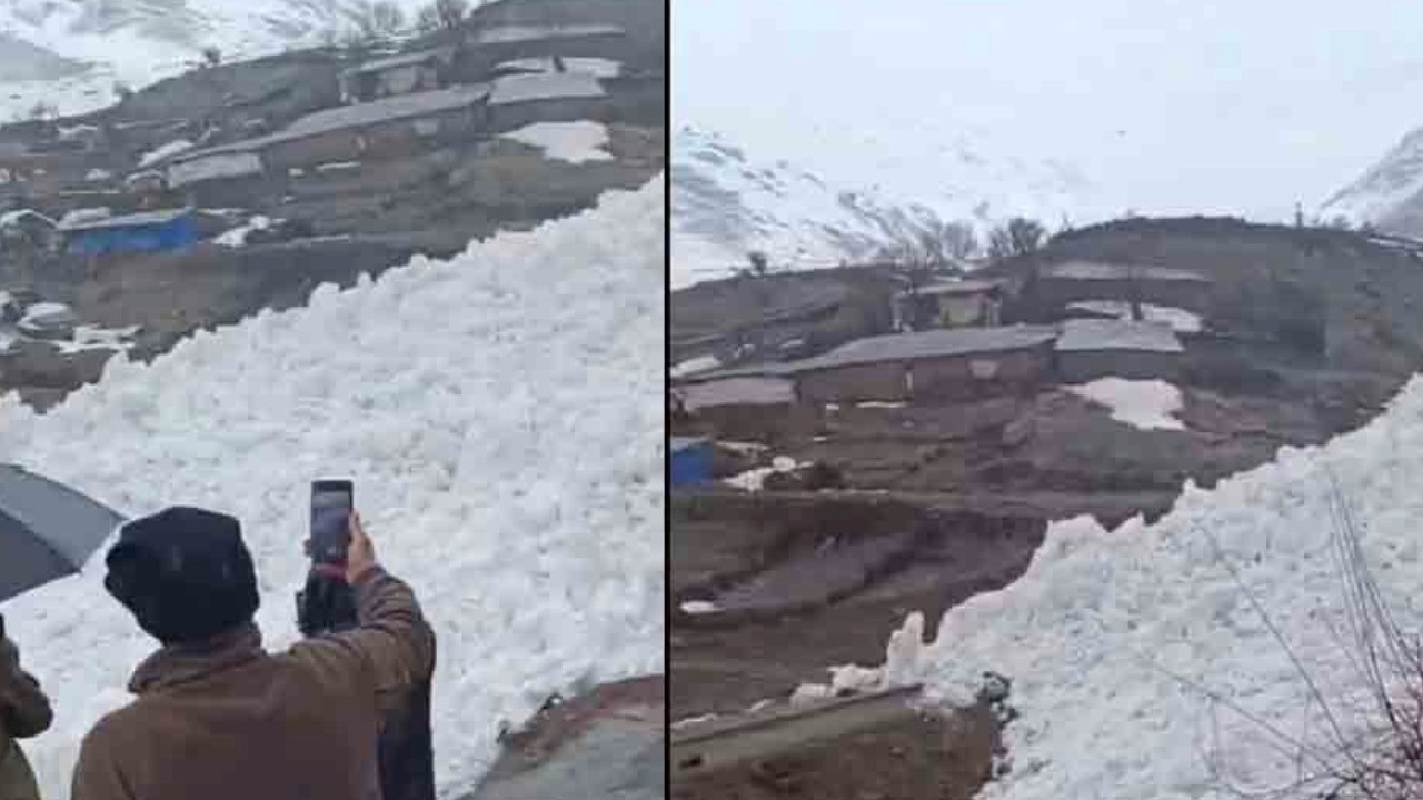 Hakkari'de çığ paniği! Evleri teğet geçti