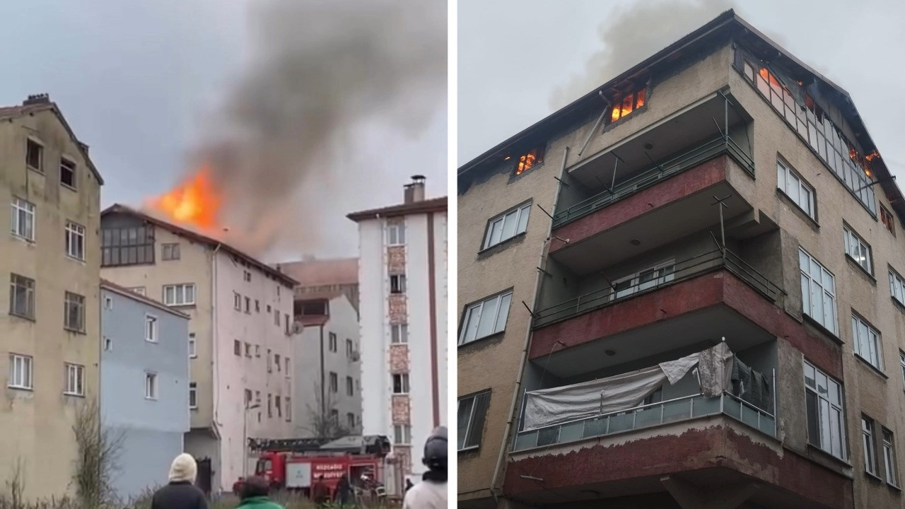 Akşam saatlerinde başlayan yangın çatıyı küle çevirdi