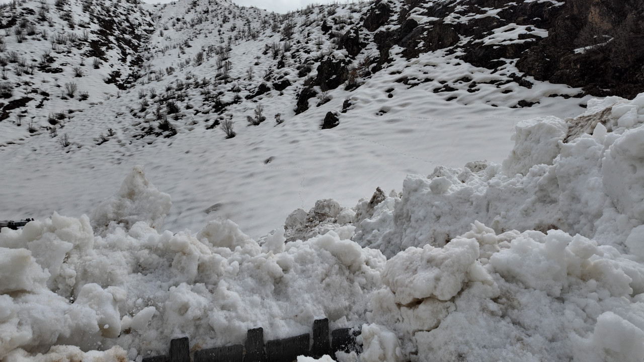 Köy yoluna çığ düştü, ekipler yolu açmak için çalışma başlattı