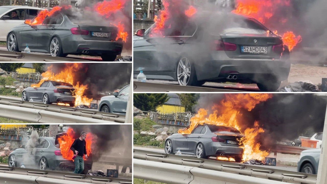 Lüks otomobil alevlere teslim oldu