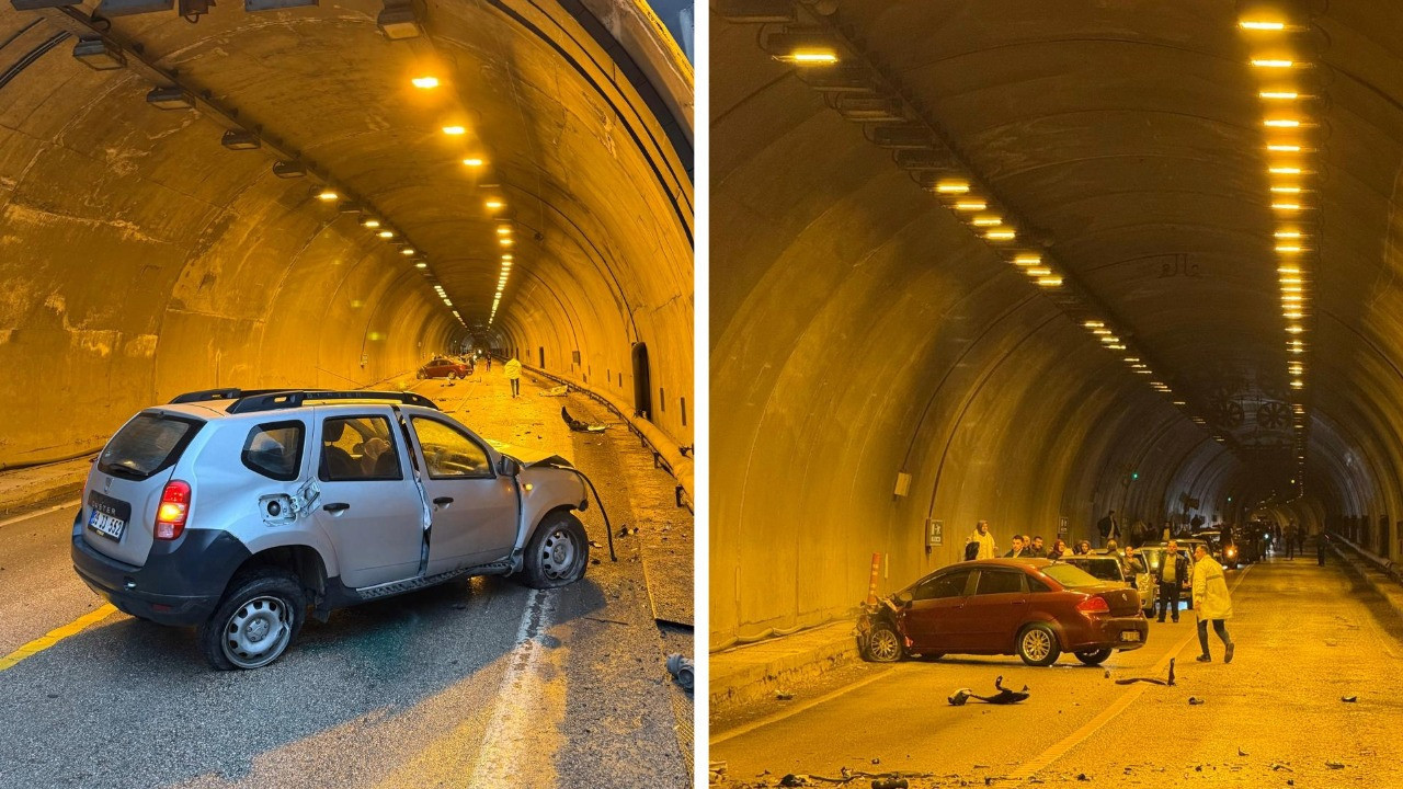 Tünel girişinde iki otomobil çarpıştı: 7 yaralı