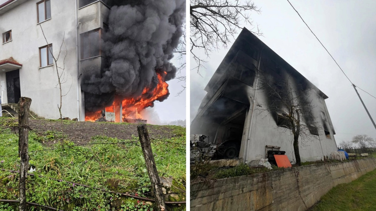 Garajda çıkan yangında 6 araç yandı