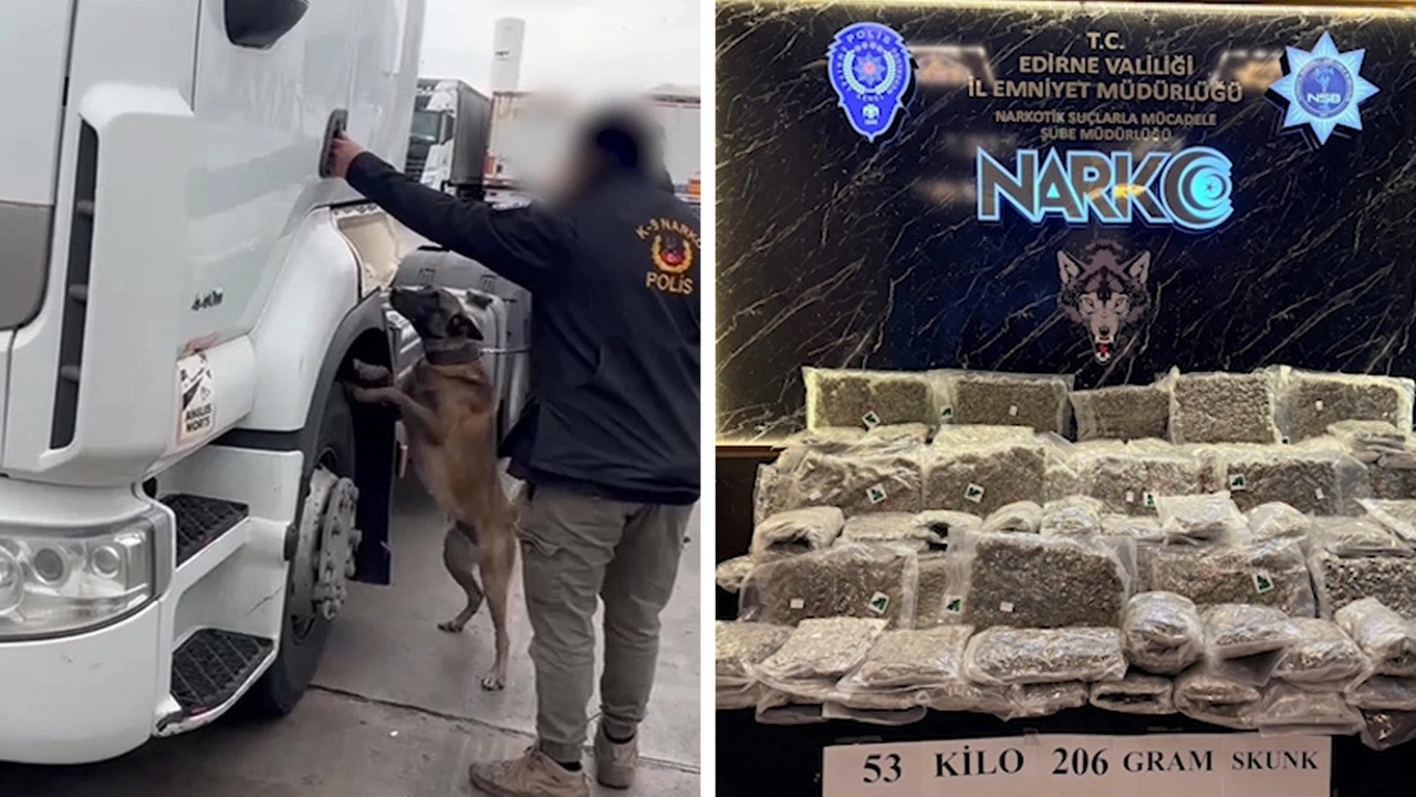 Kapıkule’de tırdan 53 kilo skunk çıktı