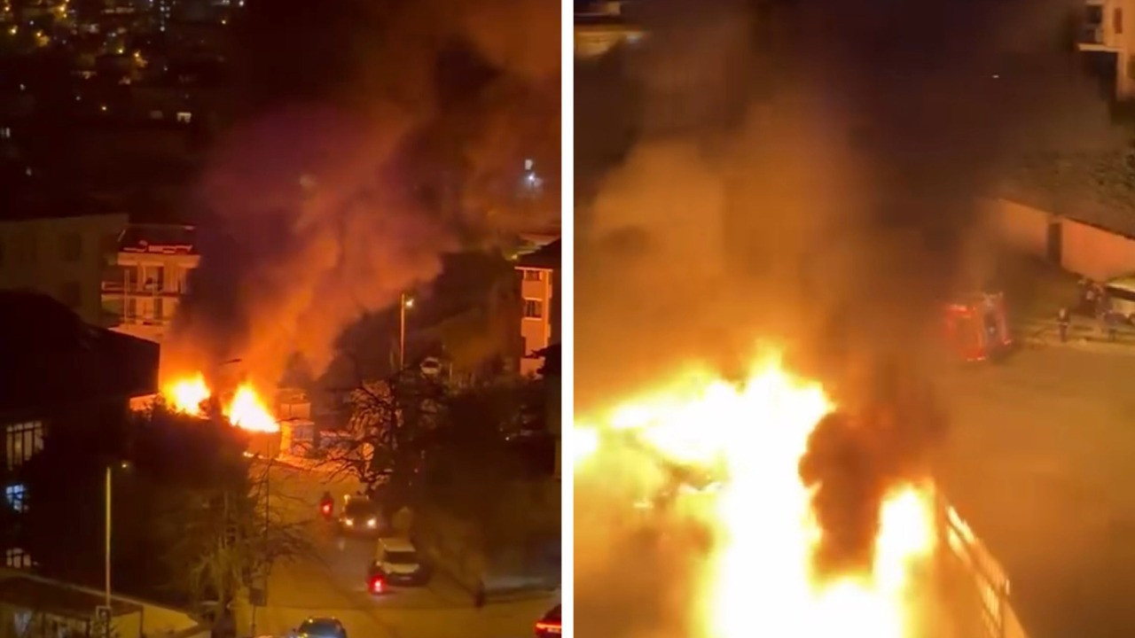 Üsküdar’da işçi konteyneri alev alev yandı