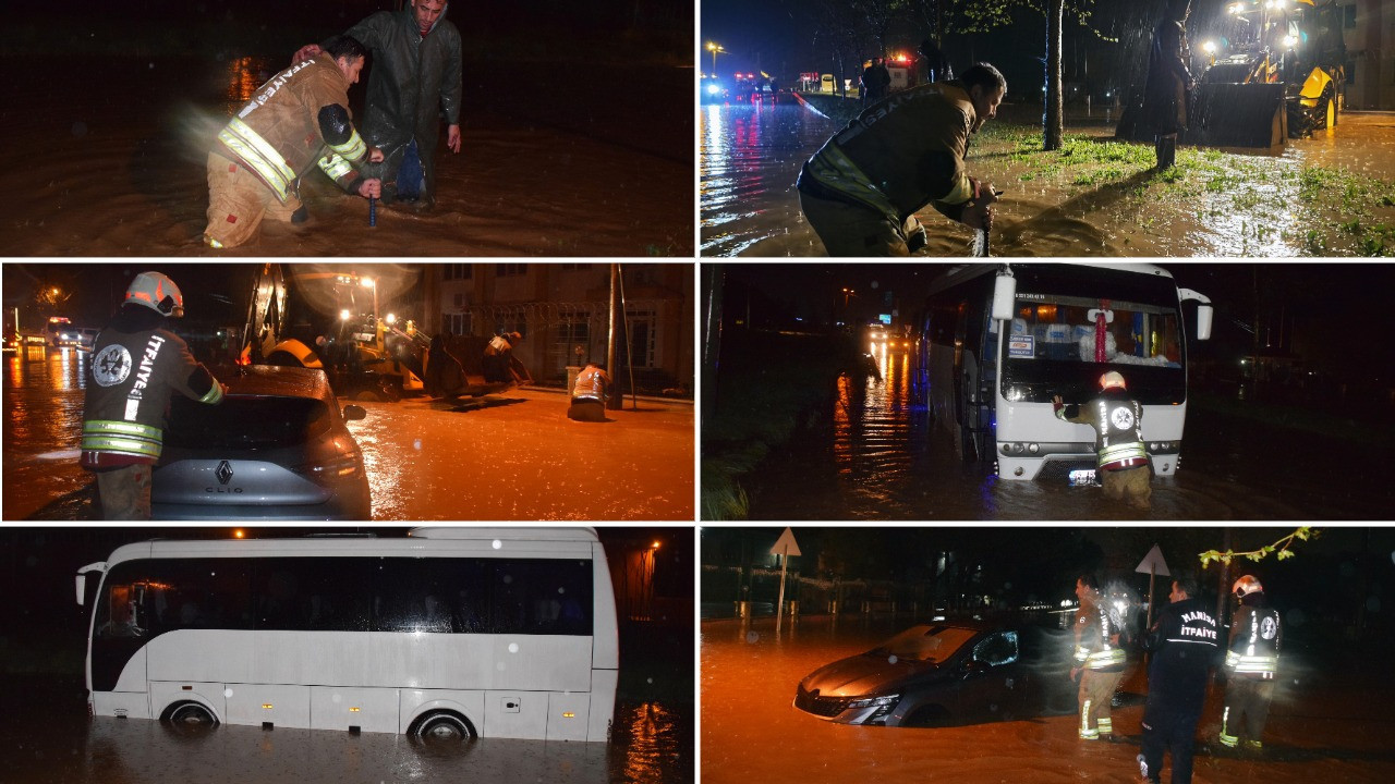 Manisa'da etkili olan sağanak hayatı olumsuz etkiledi