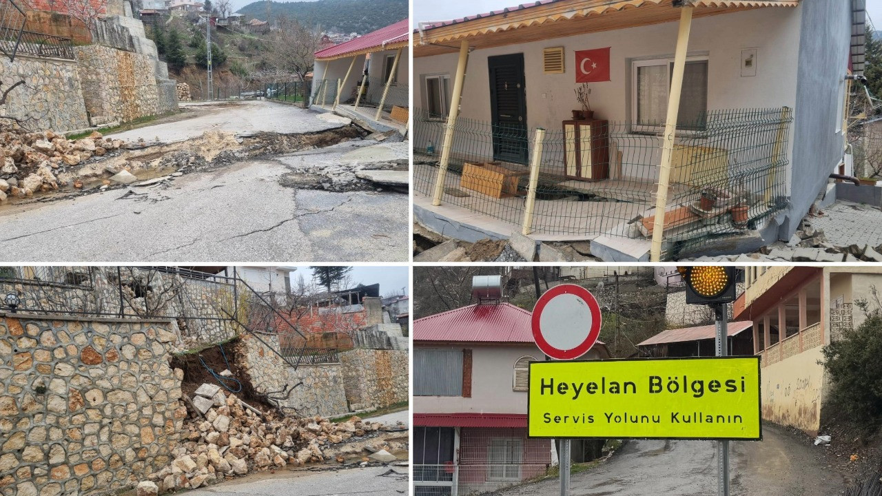 Yol yarıldı, evler zarar gördü