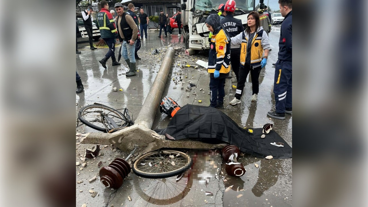 Feci kaza: Devrilen elektrik direğinin altında kalan bisikletli hayatını kaybetti