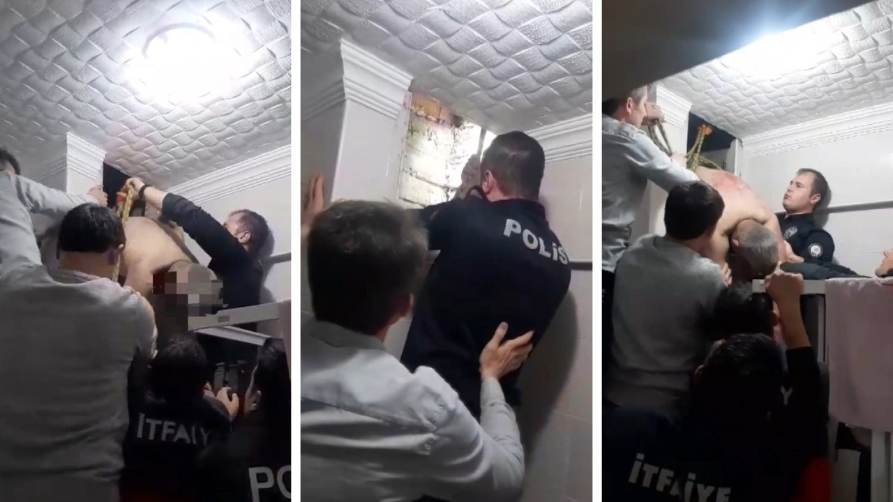 Ayrıldığı kadının evine girmeye çalışırken boşlukta sıkıştı