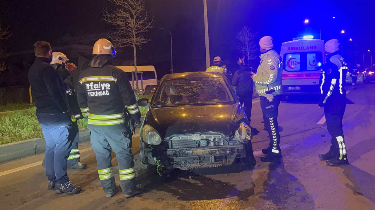 Çorlu’da alkollü sürücü refüjü aştı