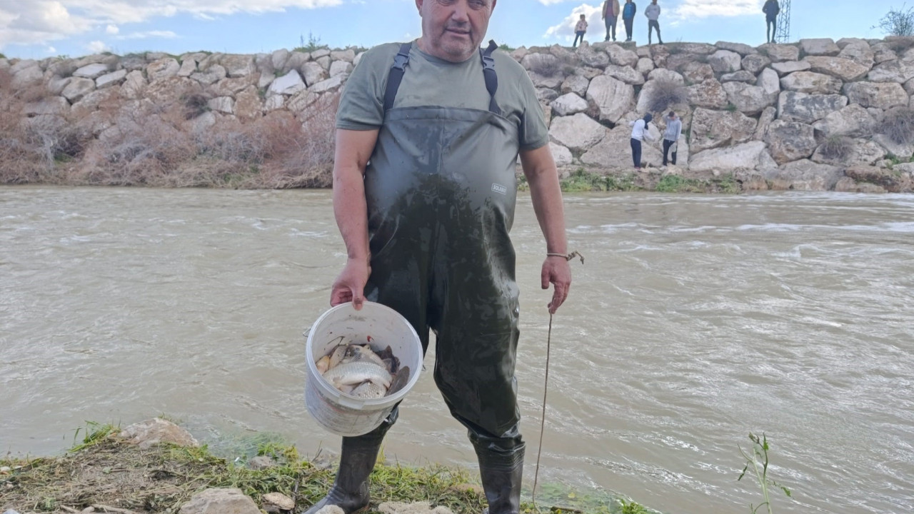 10 yıldır su akmayan çayda balık tutuyorlar