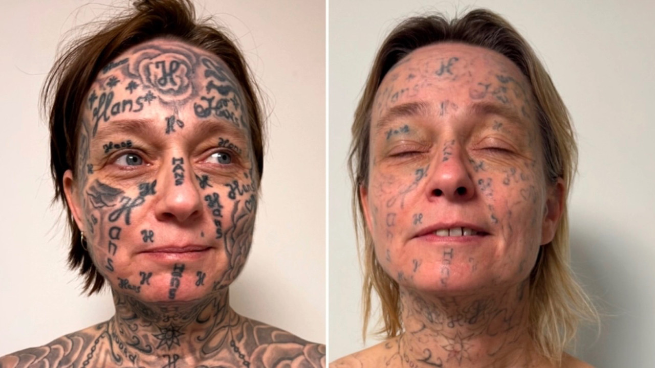 Cani adam, sevgilisinin yüzüne ismini dövmeyle yazmış