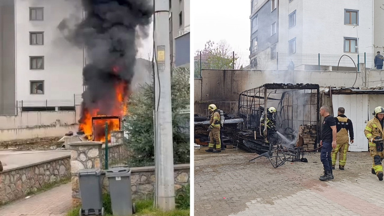 Yangın sırasında panik anları: Tüp patladı
