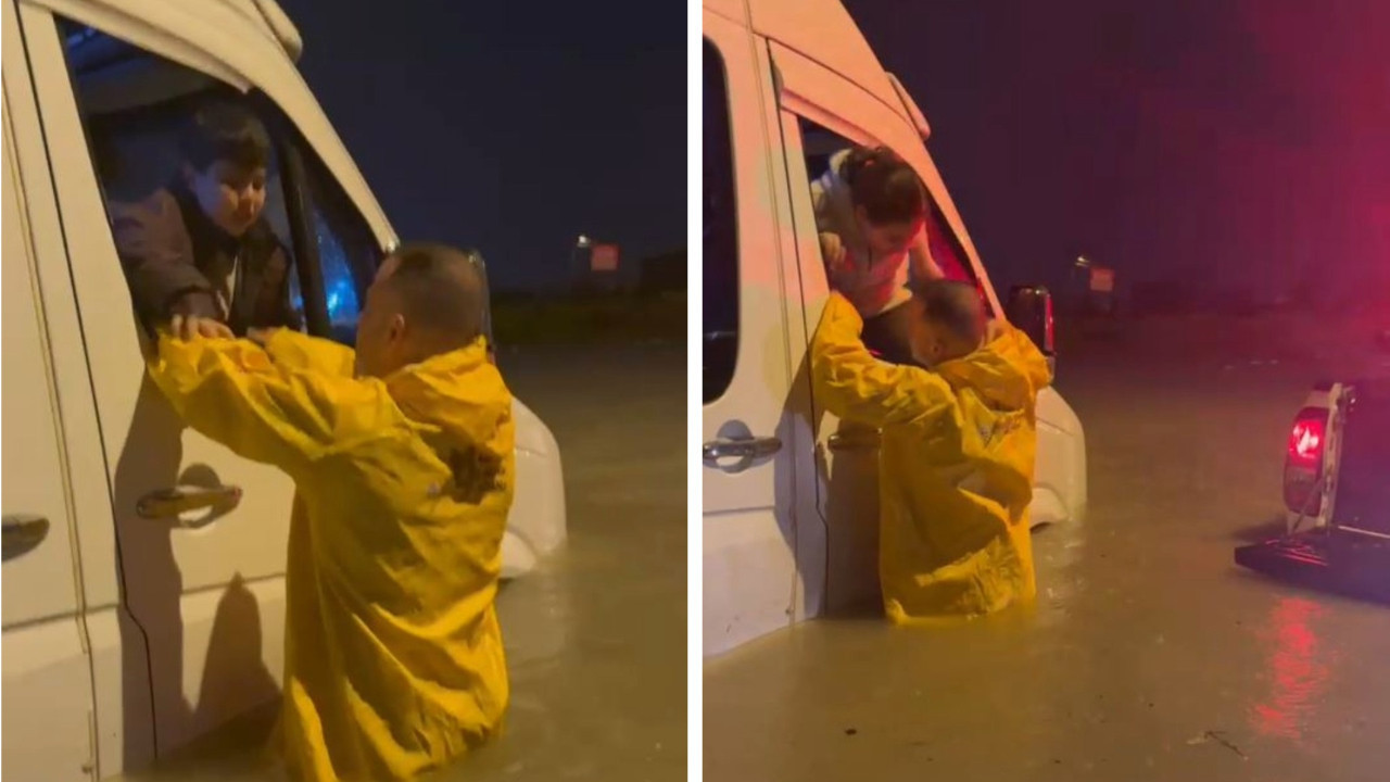 Adana’da sağanak kabusu! Minibüste mahsur kalan çocuklar kurtarıldı