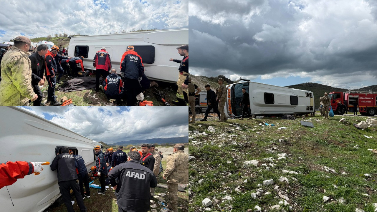 Diyarbakır’da yolcu otobüsü devrildi: Ölü ve yaralılar var