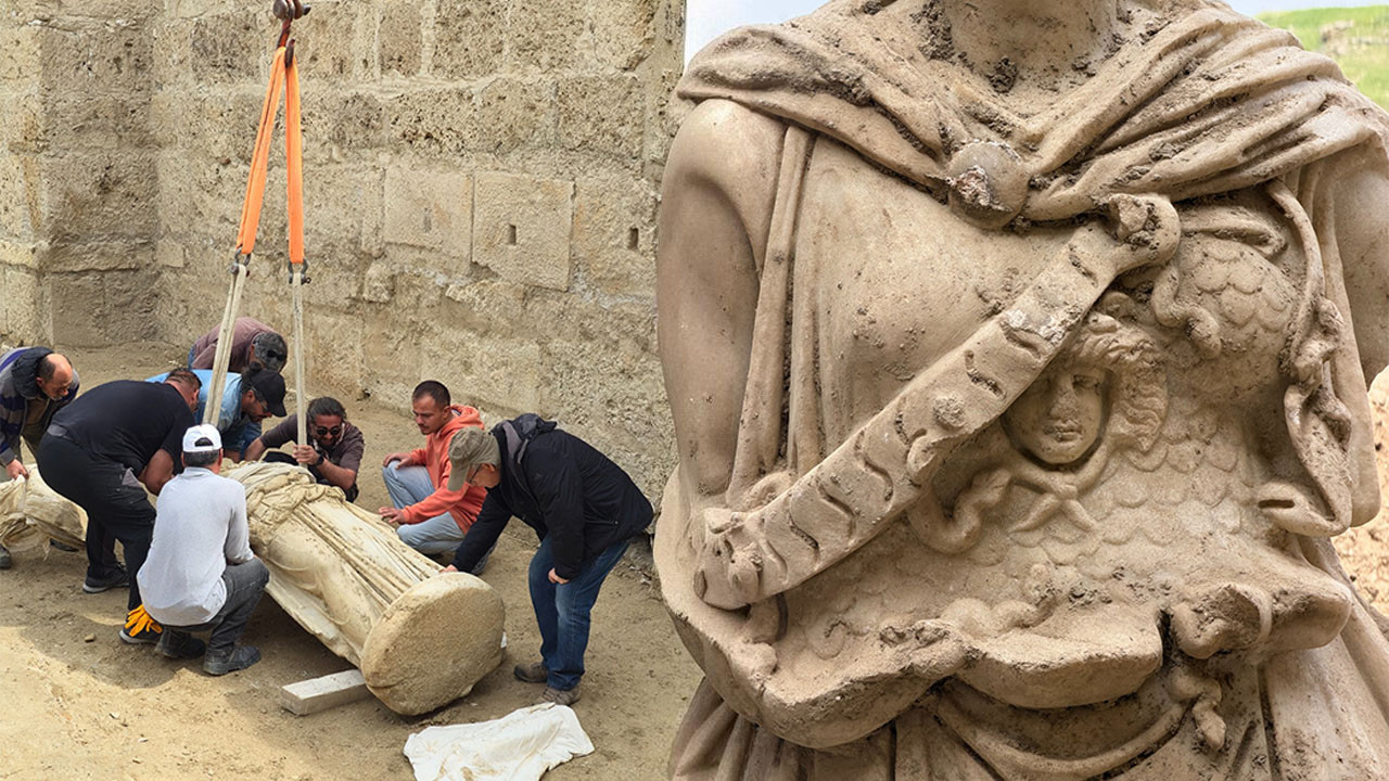 Denizli'de tarihi keşif: 2 metrelik Athena heykeli bulundu