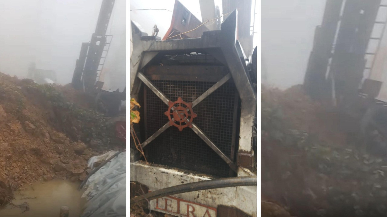 Dereli'de heyelan: Maden şirketinin sondaj makinesi toprak altında kaldı