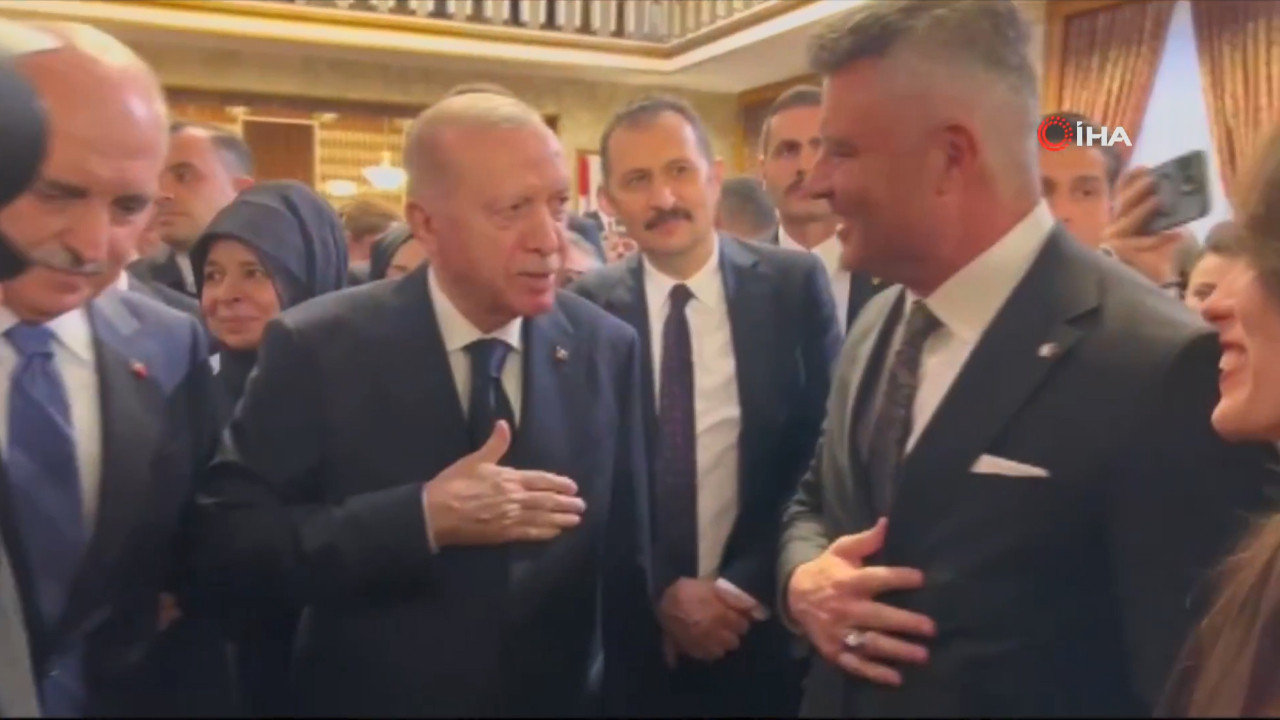 Erdoğan ile Saran, 23 Nisan resepsiyonunda bir araya geldi