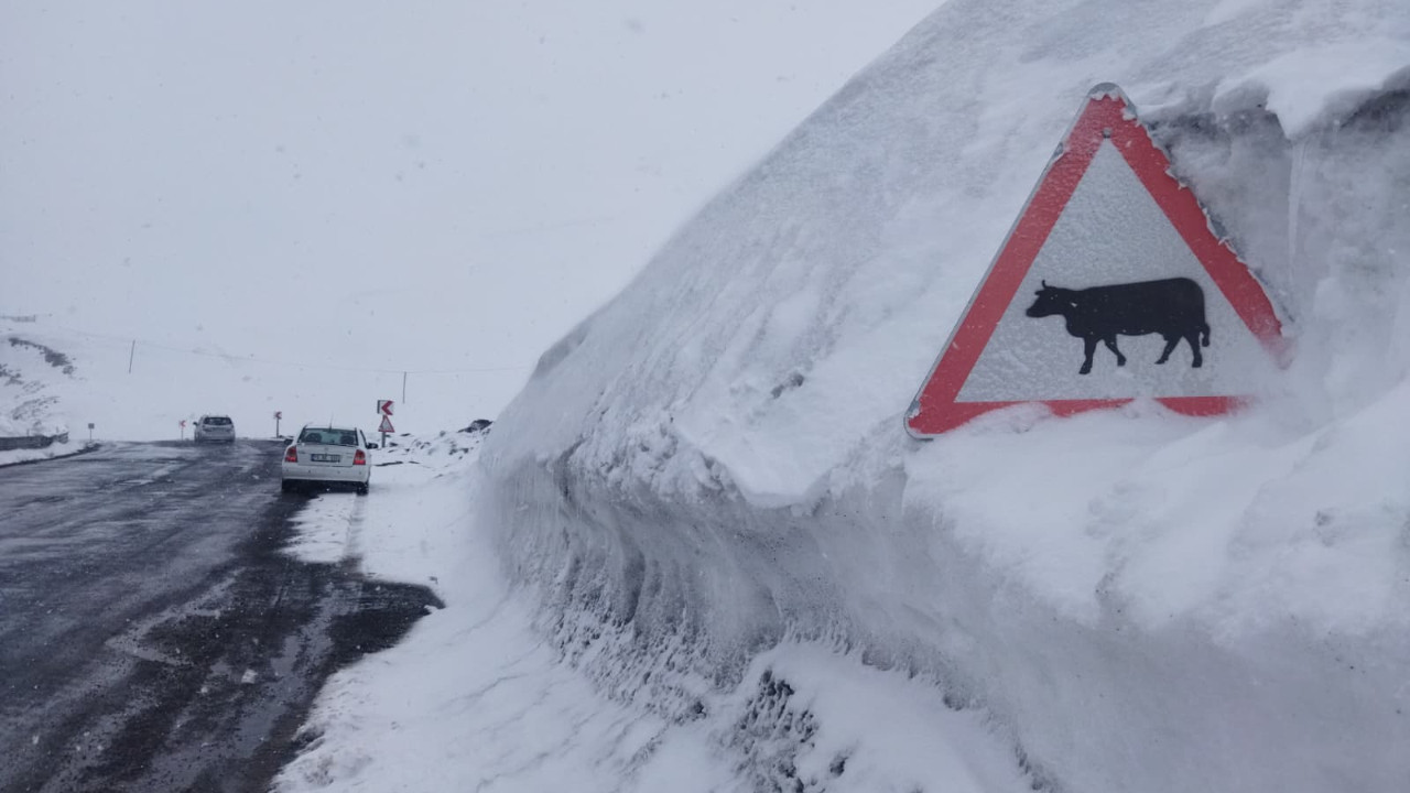 Bahar geldi ama onlar karla mücadele ediyor: Tabela boyunu geçti