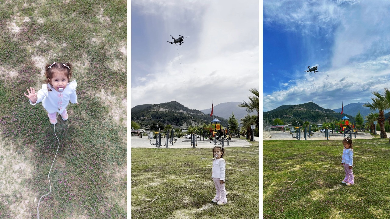 2 yaşındaki İnci emziğine dronla veda etti