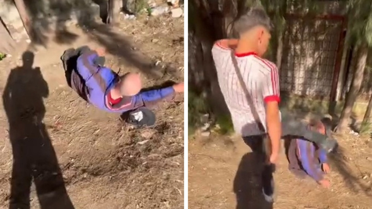 Sokakta uyuyan yaşlı adamın yüzüne tekme atıp sosyal medyada paylaştılar