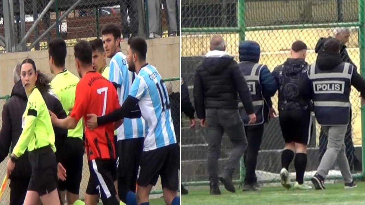 Hakeme yumruk atan futbolcu gözaltında