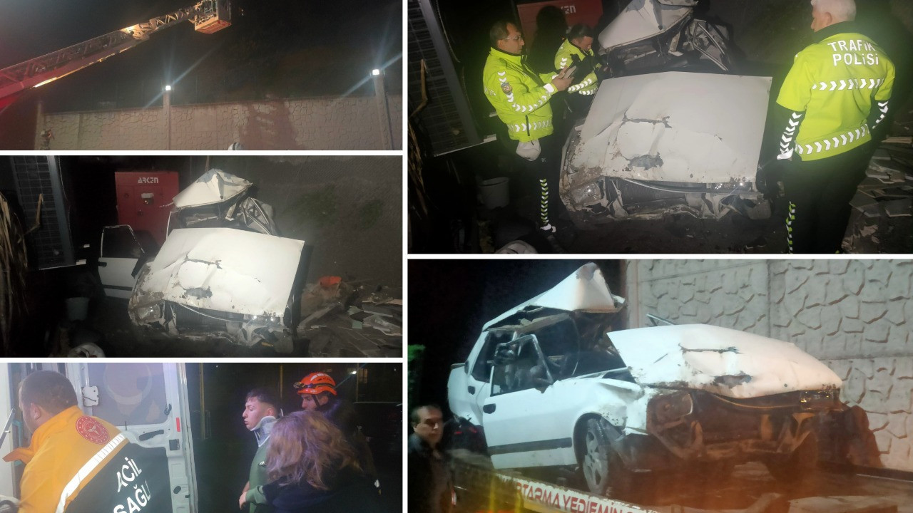 Şarampole uçtan otomobilden atlayarak kurtuldular