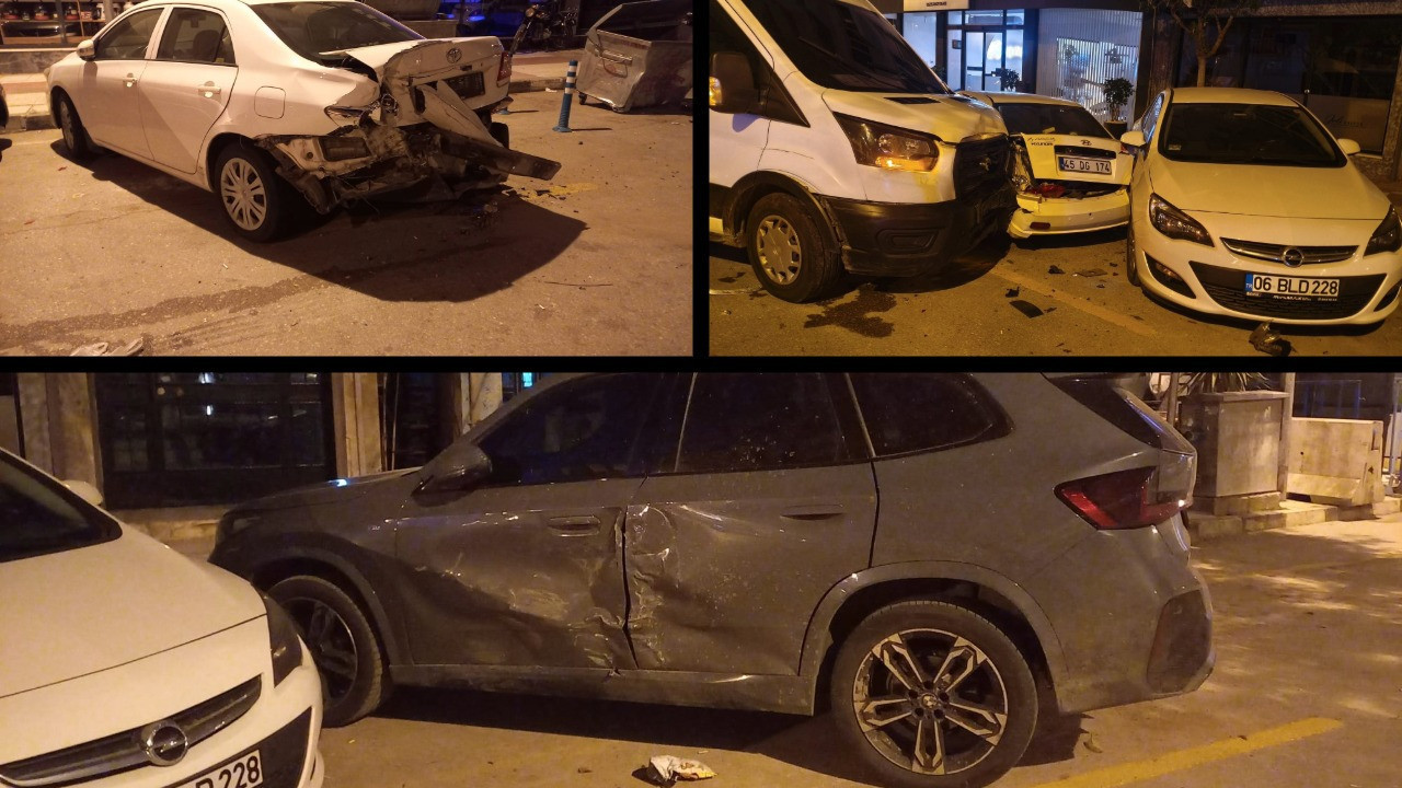 Emniyetin önünde 13 araca çarptı, polisler dışarı fırladı